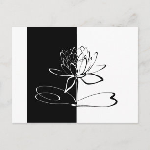 Yin Yang Black White Lotus Blommar Vykort