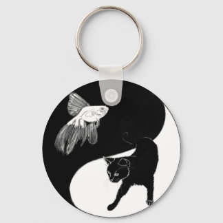 Yin Yang Black White Nyckelring