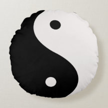 Yin Yang Black White Round Dekorativ kudde