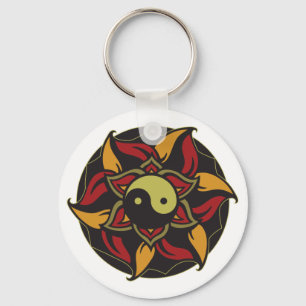 Yin Yang blomma lotusblomma Nyckelring