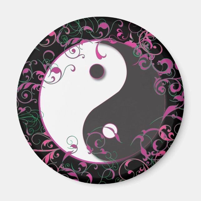 Yin & Yang Blommigt Design Magnet (Framsidan)