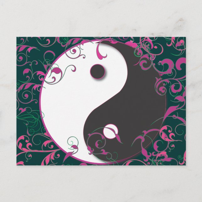 Yin & Yang Blommigt Design Vykort (Framsida)