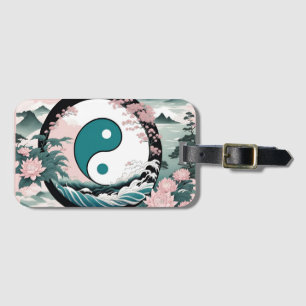 Yin Yang, Blommigt Mountain Rosa Sage Teal Bagagebricka