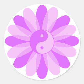 Yin Yang Blommigt Runt Klistermärke