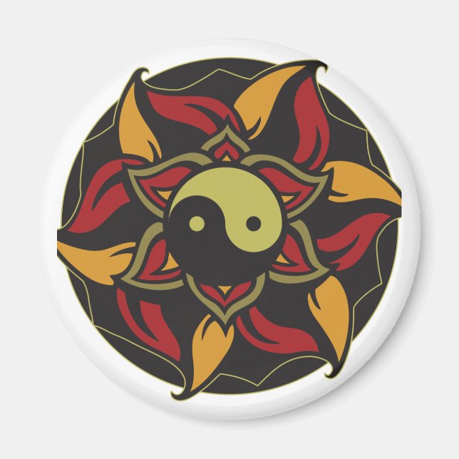 Yin Yang Blooming Lotus Magnet (Framsidan)