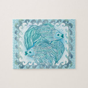 Yin Yang Blue Koi Fish Pussel