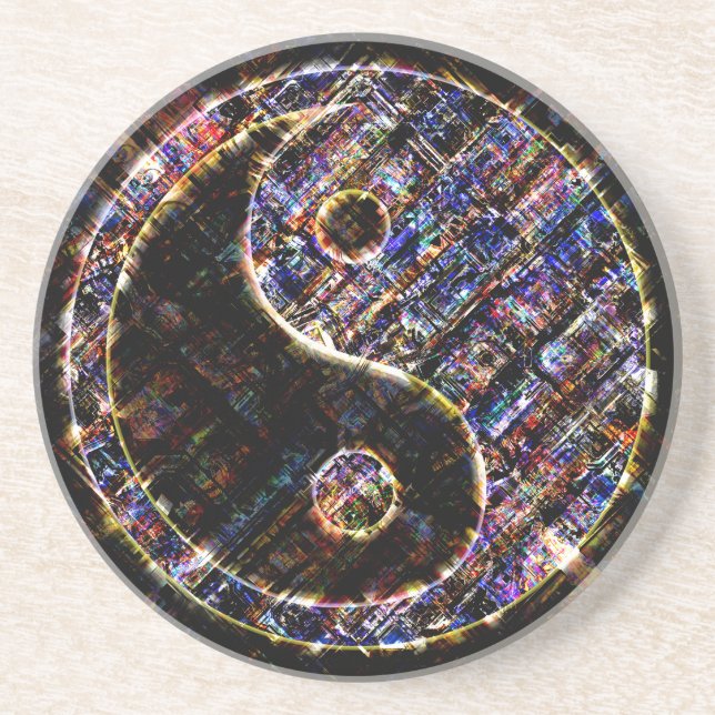Yin Yang Blue Metall Fire Underlägg (Framsidan)