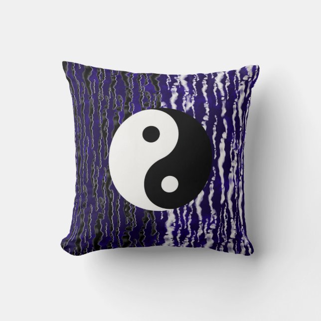 Yin Yang Blue Tranquilitet Zen Energy Kudde (Framsida)