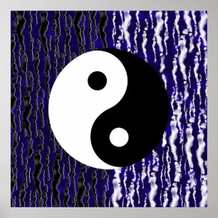 Yin Yang Blue Tranquilitet Zen Energy Poster