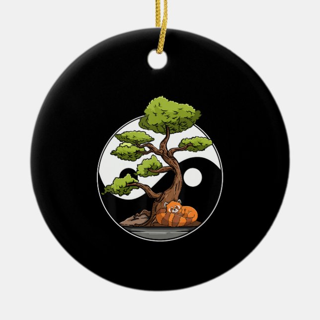 Yin Yang Bonsai Tao Taoism Andlig Zen Meditate Julgransprydnad Keramik (Framsidan)