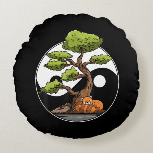 Yin Yang Bonsai Tao Taoism Andlig Zen Meditate Rund Kudde