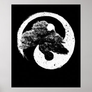 Yin Yang Bonsai Träd Buddhist Zen japansk Poster