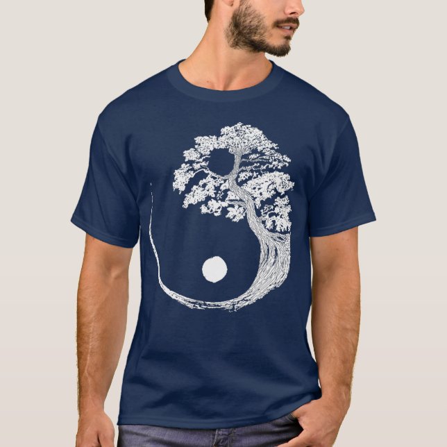 Yin Yang Bonsai Träd japansk buddhist Zen (3) T Shirt (Framsida)
