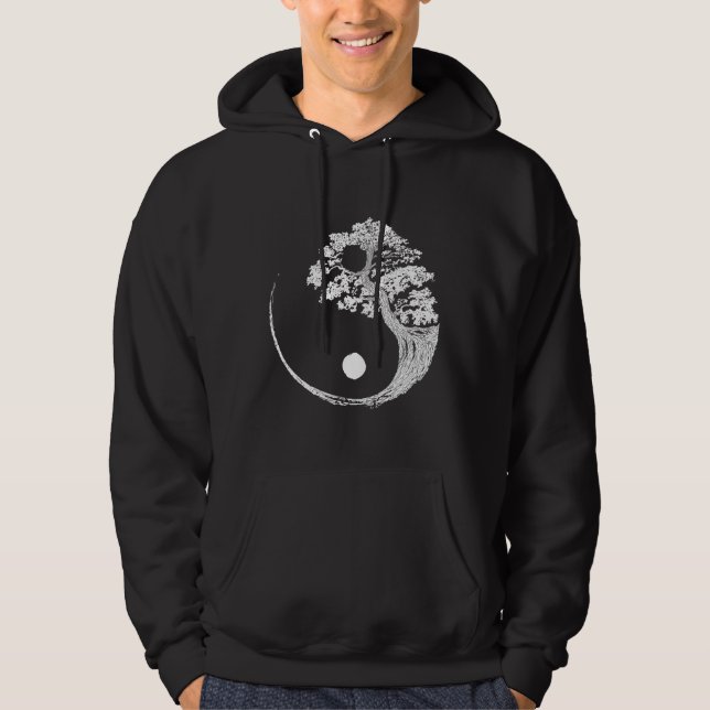 Yin Yang Bonsai Träd japansk buddhist Zen Hoodie (Framsida)