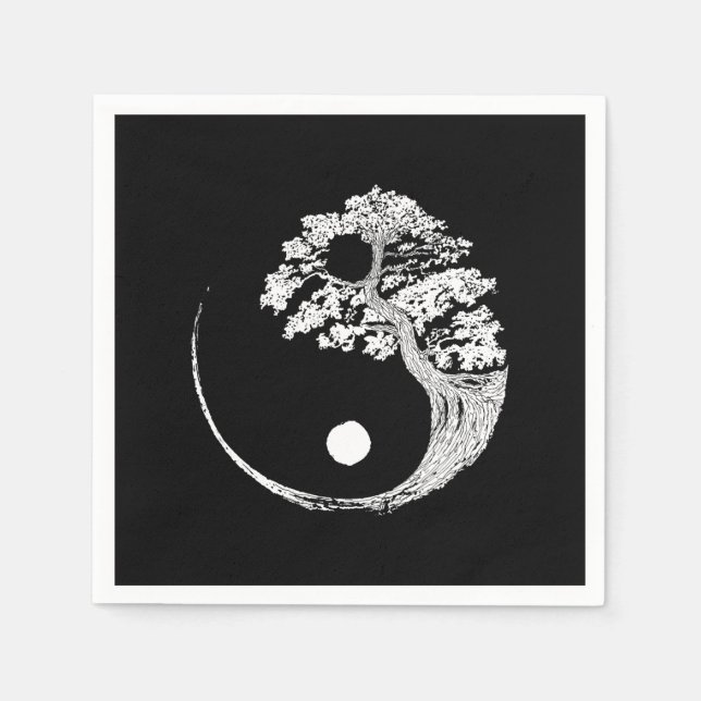 Yin Yang Bonsai Träd japansk buddhist Zen Pappersservett (Framsidan)