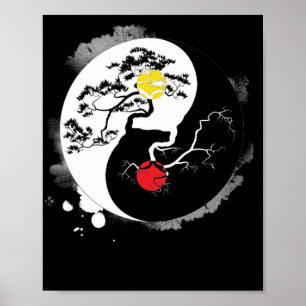Yin Yang Bonsai Träd japansk buddhist Zen Poster