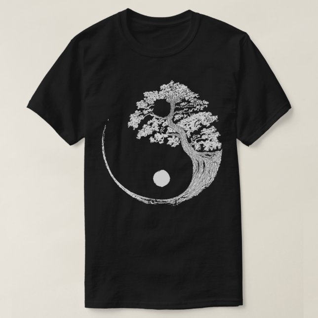 Yin Yang Bonsai Träd japansk buddhist Zen T Shirt (Design framsida)