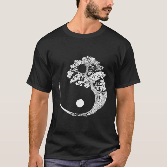 Yin Yang Bonsai Träd japansk buddhist Zen T Shirt (Framsida)