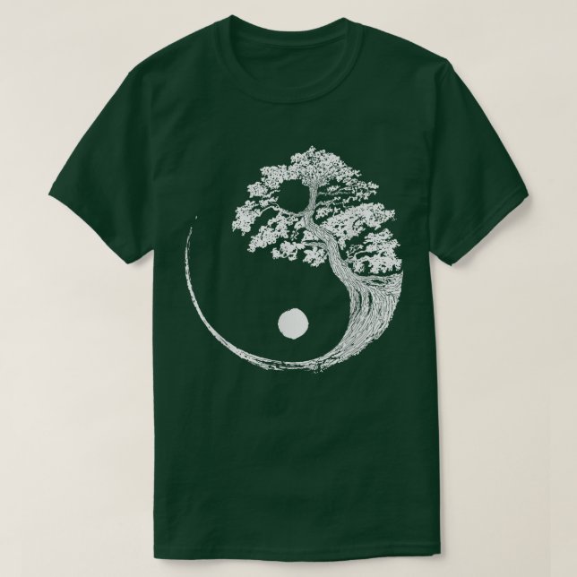 Yin Yang Bonsai Träd japansk buddhist Zen T Shirt (Design framsida)