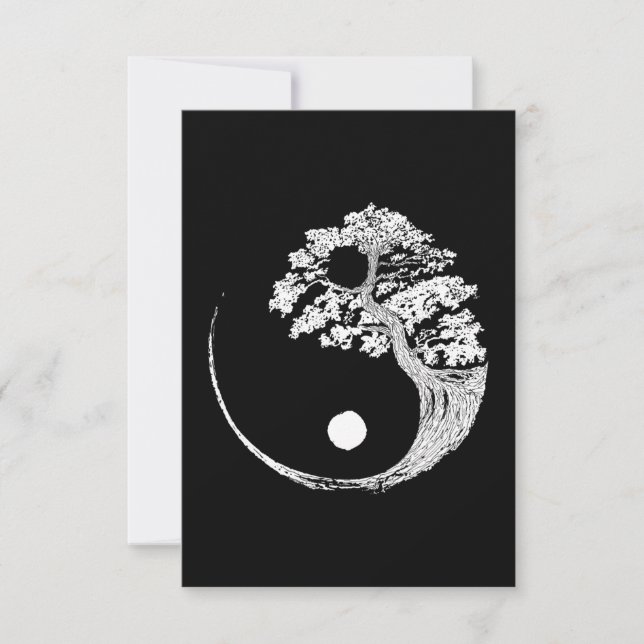 Yin Yang Bonsai Träd japansk buddhist Zen Tack Kort (Framsida)