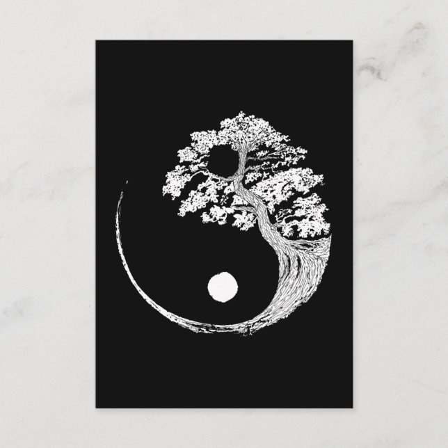 Yin Yang Bonsai Träd japansk buddhist Zen Tilläggskort (Framsida)