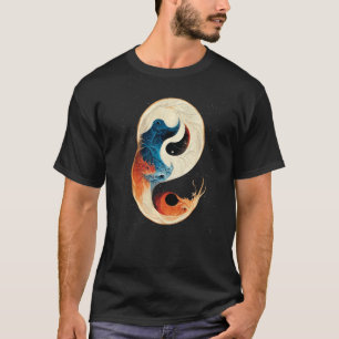 Yin Yang Born of Fire and Ice Dragons T Shirt
