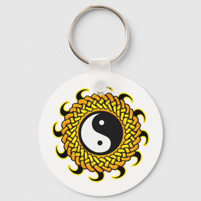Yin Yang Braided Sol Nyckelring (Framsida)