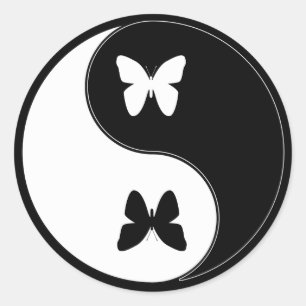 Yin Yang Butterfly Runt Klistermärke