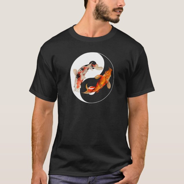 Yin Yang Carp Balance Taijitu Japanese Nishikigoi  T Shirt (Framsida)