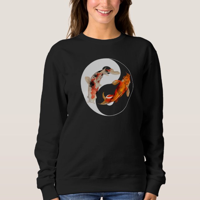 Yin Yang Carp Balance Taijitu Japanese Nishikigoi  T Shirt (Framsida)