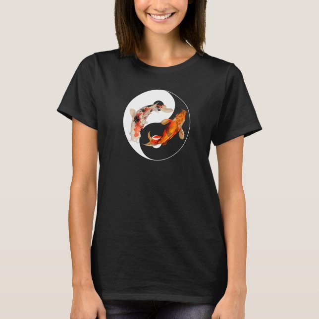 Yin Yang Carp Balance Taijitu Japanese Nishikigoi  T Shirt (Framsida)