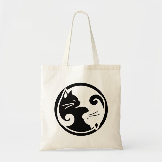 Yin Yang Cat Budget Tote Bag Tygkasse (Framsidan)