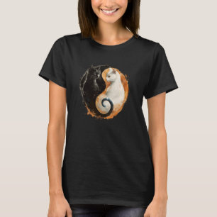 Yin Yang Cat Feng Shui Ying Yang Taoism Zen Buddhi T Shirt