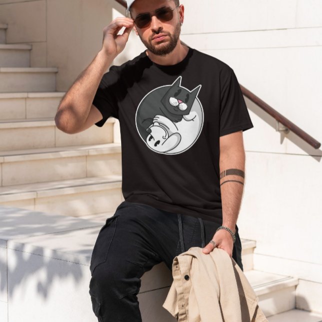 Yin Yang Cat och Hund Cute T Shirt (Skapare uppladdad)