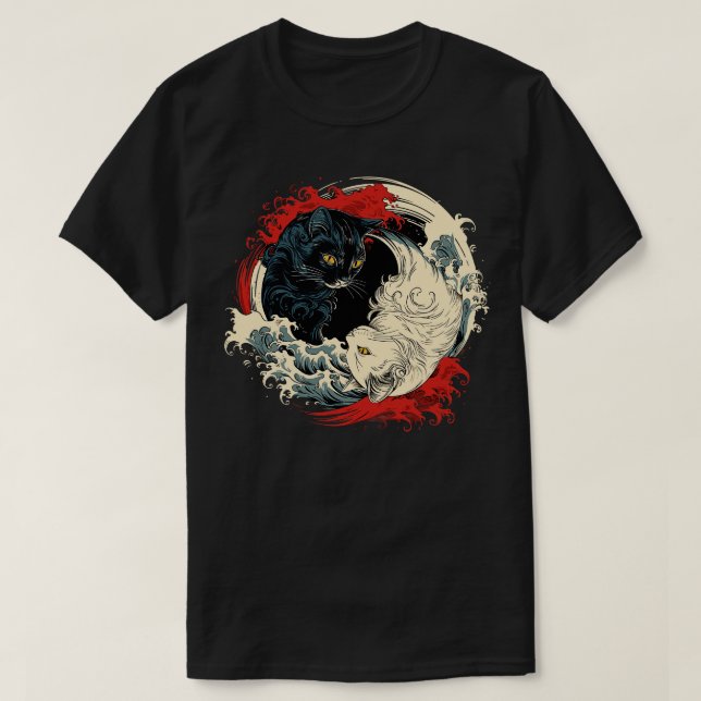 Yin yang cat t shirt (Design framsida)