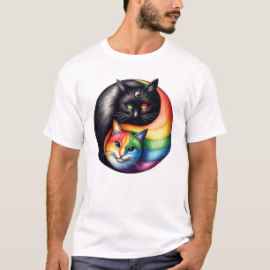 Yin Yang Cat Transgender Pride LGBT Gay Lesbisk 2 T Shirt