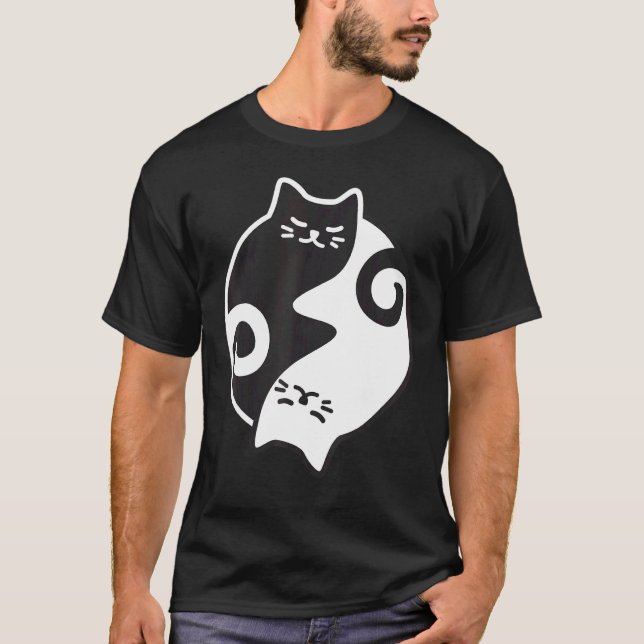 Yin Yang Cat Yoga Meditation Workout Exercise Mamm T Shirt (Framsida)