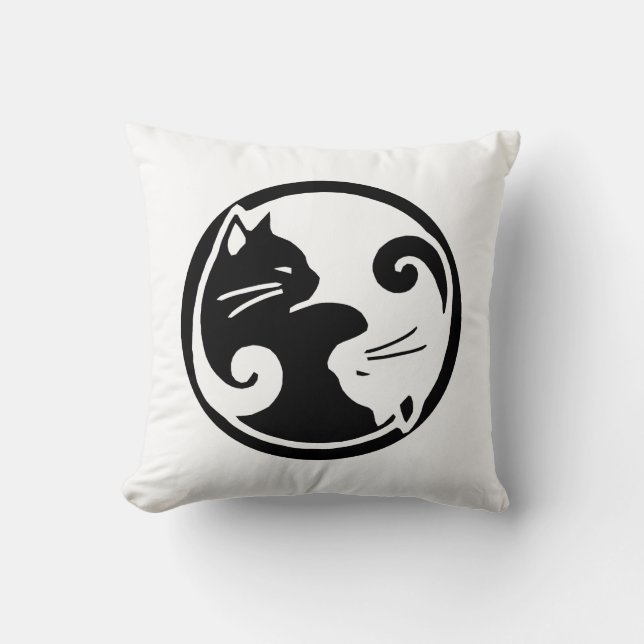 Yin Yang Cats 16 x 16 tum Dekorativ kudde (Framsida)