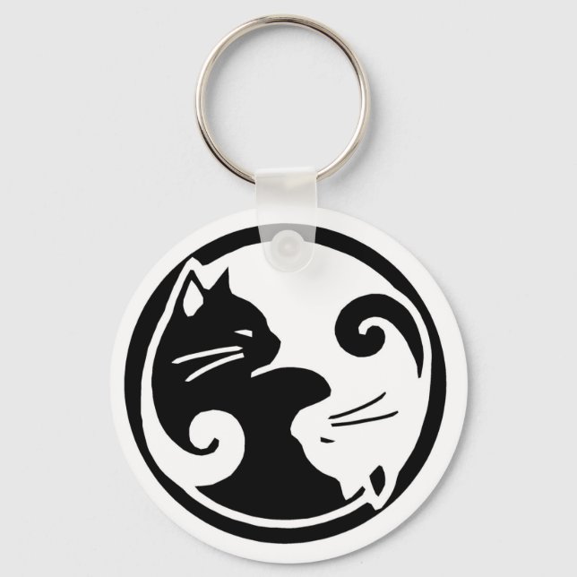 Yin Yang Cats Keychain Nyckelring (Framsida)