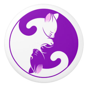 Yin Yang Cats Lila Decor Knopp