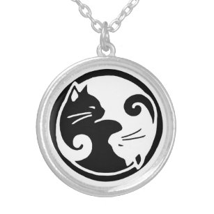 Yin Yang Cats Necklace Silverpläterat Halsband