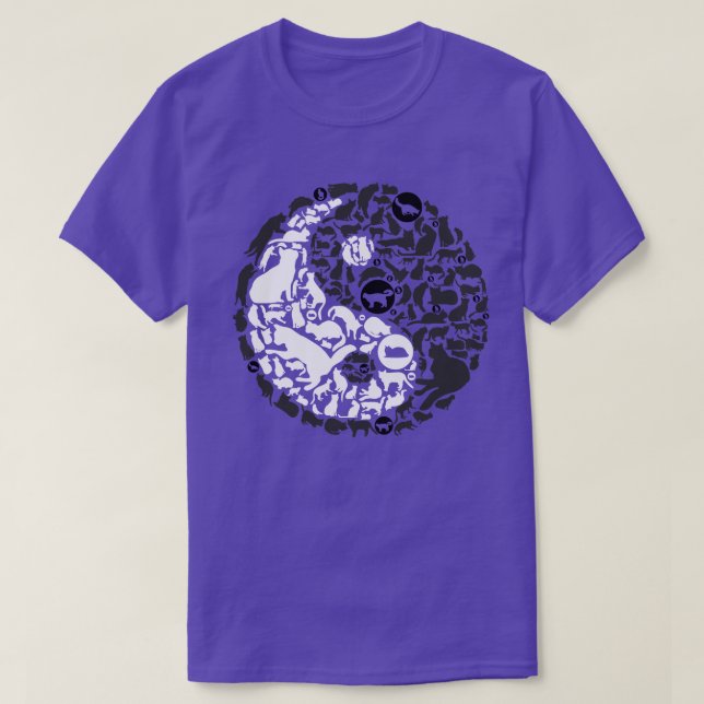 Yin Yang Cats, svart, vit, fryst T Shirt (Design framsida)