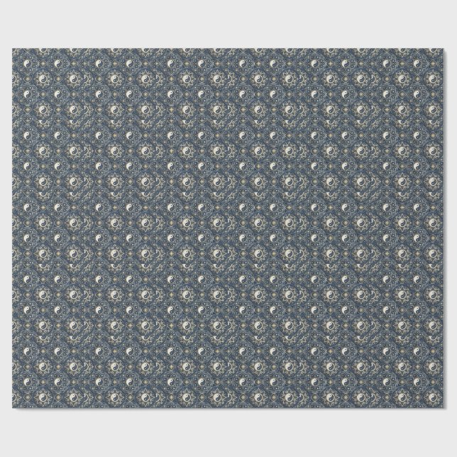 Yin Yang Celestial Harmony Mandala Designmönster Presentpapper (Platt)