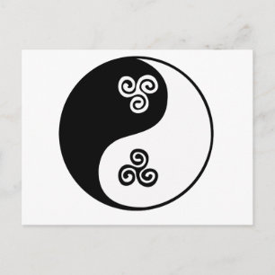 Yin Yang Celtic Tri Spiral Vykort