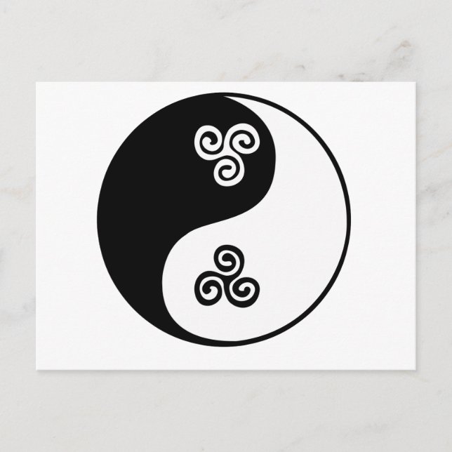 Yin Yang Celtic Tri Spiral Vykort (Framsida)