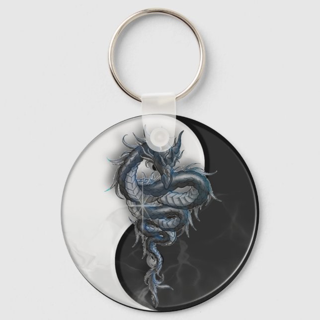 Yin Yang Chinese Dragon Keychain Nyckelring (Framsida)