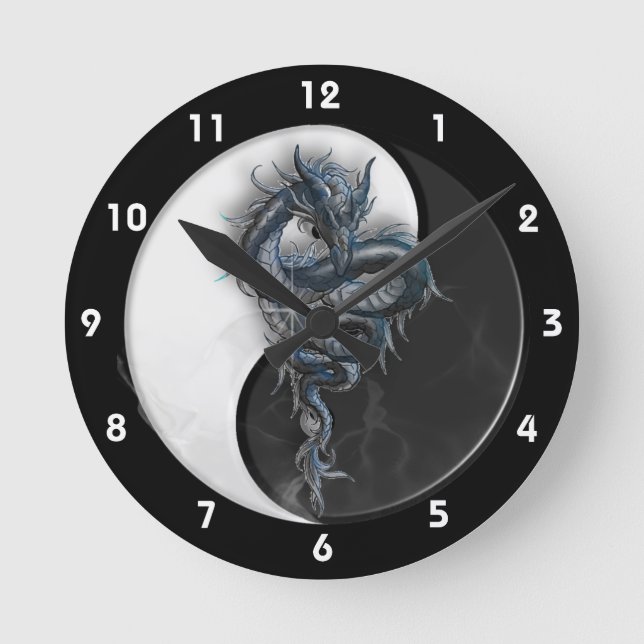 Yin Yang Chinese Dragon Wall Clock Rund Klocka (Framsida)