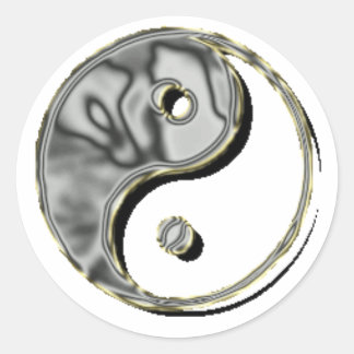 Yin Yang Chrome Runt Klistermärke