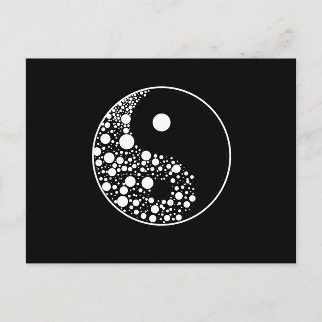 Yin Yang Circles Black and White Harmony Zen Gift Vykort (Framsida)