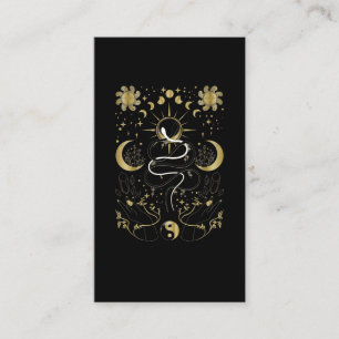 Yin Yang Crescent Måne Sol Celestial Snakes Visitkort